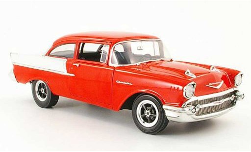 Chevrolet Bel Air Sedan 1/18 Highway 61 1957 150 utility rood/cremewit modelauto