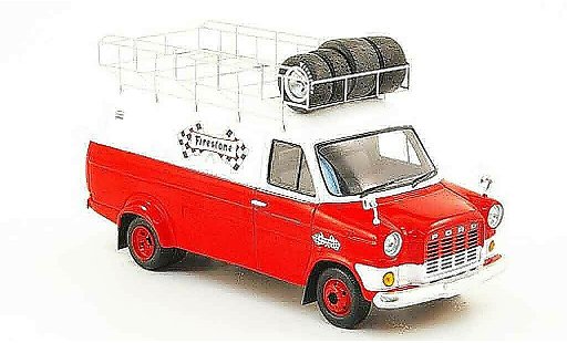 Ford Transit Kastenwagen 1/43 Spark Firestone avec dakbarres de toit 1972 modelauto