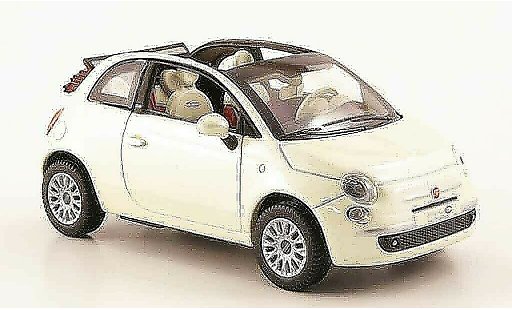 Fiat 500 Cabrio 1/43 Norev C wit avec geoffnetem vouwdak 2009 modelauto