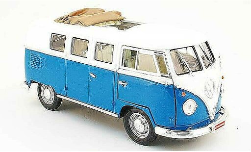 Volkswagen Combi Base 1/18 Yat Ming bus blauw/wit 1962 modelauto