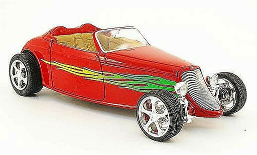 Ford Hot Rod 1933 1/18 Yat Ming cabriolet rood avec flammendekor open modelauto