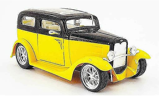 Ford Model A Sedan 1/18 Yat Ming geel/zwart avec panoramadak 1931 modelauto