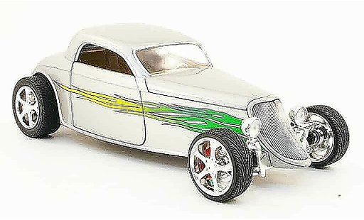 Ford Hot Rod 1933 1/18 Yat Ming coupe grijs avec flammendekor modelauto