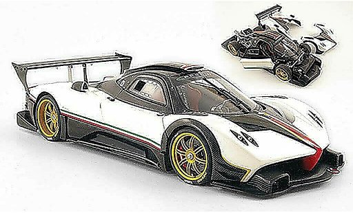 Pagani Zonda R 1/18 Autoart wit carbone avec bandes italie 2007 modelauto