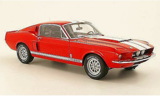Shelby GT 500 1967 1/18 Autoart rood met witen strepen modelauto