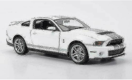 Shelby GT 500 2010 1/18 Autoart wit met grijs metallicnen strepen modelauto