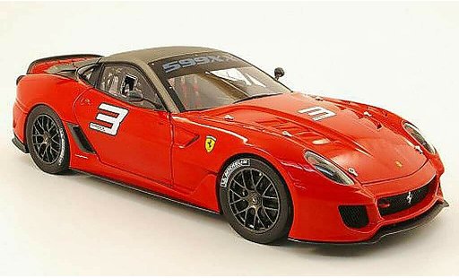 Ferrari 599 XX 1/18 Hot Wheels Elite no3 rood/grijs modelauto
