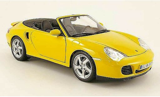 Porsche 911 Turbo 1/18 Maisto cabriolet geel 2003 modelauto