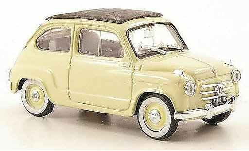 Fiat 600 Berlina 1/43 Brumm geel gesloten 1956 modelauto
