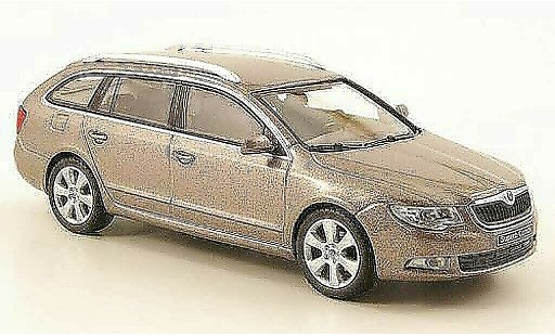 Skoda Superb 2009 1/43 Abrex II Combi grijsbruin modelauto