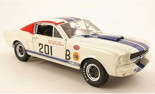 Shelby GT 350 1966 1/18 Shelby Collectibles r no.201 wit/blauw modelauto