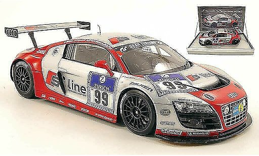 Audi R8 s tronic 1/18 Spark LMS no.99 line 24h nurburgring 2010 biela / fassler / hennerici / kaffer modelauto