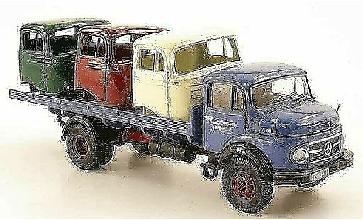 Mercedes LP 911 Base 1/43 Premium ClassiXXs Flachlaadbak Werkverkehr Mannheim avec 3 Fahrerhausern als Ladegut modelauto
