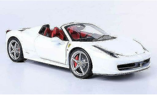 Ferrari 458 Italia Spider 1/18 Hot Wheels Elite wit (Elite) modelauto