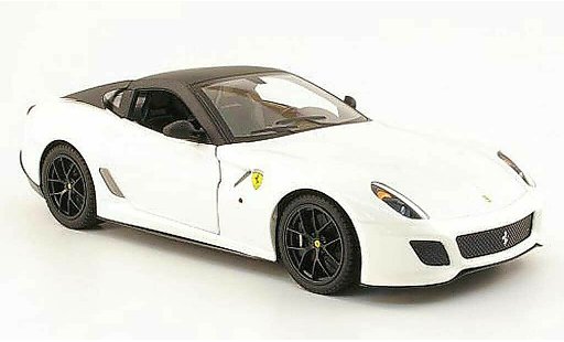 Ferrari 599 GTO 1/18 Hot Wheels wit/zwart mat modelauto