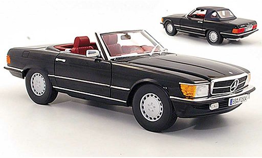 Mercedes 300 Base 1/18 Norev SL (R107) zwart 1978 modelauto