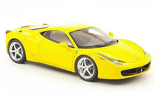 Ferrari 458 Italia 1/43 Fujimi geel 2010 modelauto