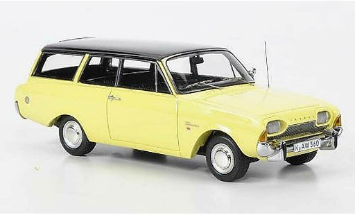 Ford Taunus 17M P3 1/43 Neo Turnier geel/zwart modelauto