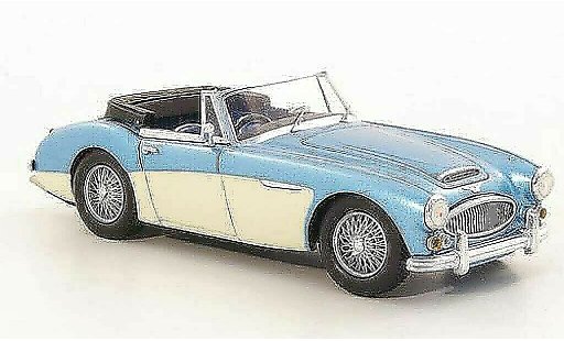 Austin Healey 3000 roadster 1/43 Spark MKIII (BJ8) blauw/beige Strassenversion RHD 1965 modelauto