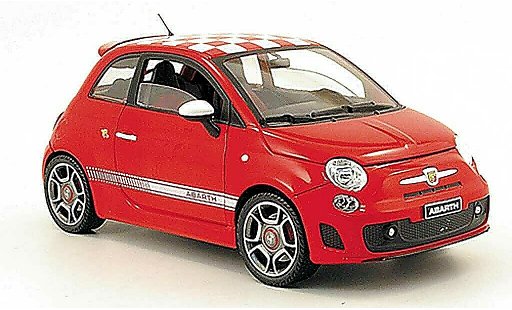 Fiat 500 Abarth 1/18 Mondo Motors rood met witgeblokt dak 2008 modelauto