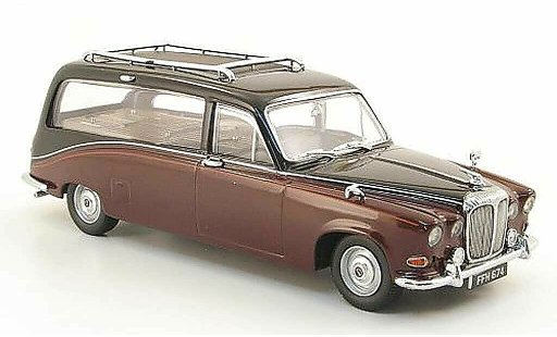 Daimler DS 420 corbillard 1/43 Oxford Leichenwagen rood/zwart modelauto