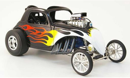 Fiat 500 Classique 1/18 GMP topolino zwart met flammendekor modelauto