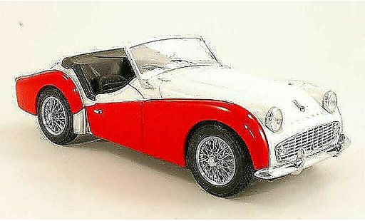 Triumph TR3 A 1/18 Kyosho wit/rood RHD met Beifahrerabdeckung modelauto