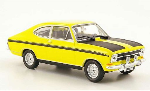 Opel Kadett B B 1/43 Hachette Coupe geel/zwart (ohne Magazin) 1972 modelauto