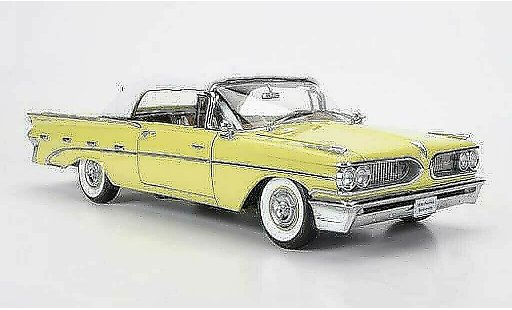 Pontiac Bonneville Convertible 1/18 Sun Star Cabriolet wit/geel gesloten 1959 modelauto