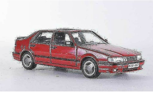 Saab 9000 CS 1/43 Neo Aero rood 1995 modelauto