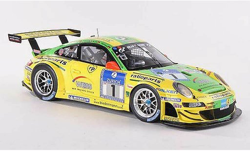 Porsche 911 GT3 RSR 1/18 Spark 2009 No.1 Ratioparts Manthey Racing 24h Nurburgring modelauto