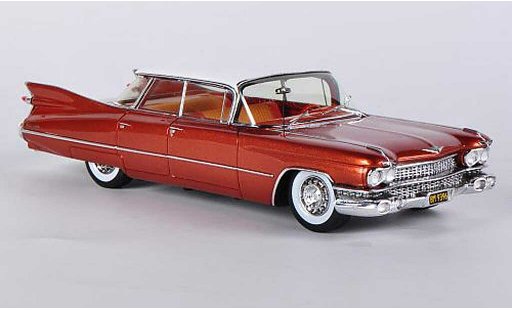 Cadillac Deville Sedan 1/43 Spark 4-Door 4-Window Hardtop bruin/wit 1959 modelauto