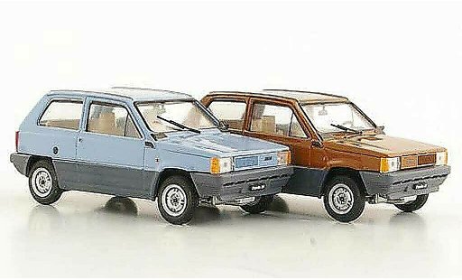 Fiat Panda Coffret 1/43 Brumm 2er-Set: 30 blauw en 45 bruin 1980 modelauto