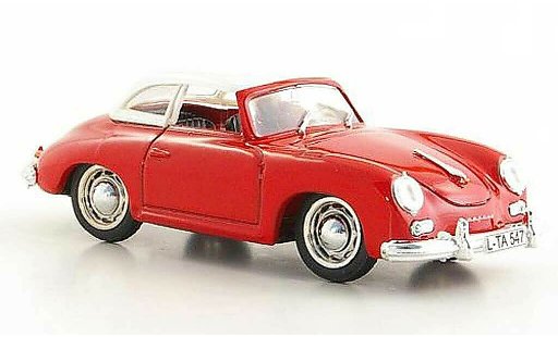 Porsche 356 1952 1/43 Brumm Hardtop rood/wit modelauto