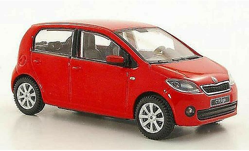 Skoda Citigo 5 portes 1/43 Abrex rood 5- 2012 modelauto