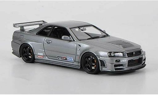 Nissan Skyline R34 1/43 HPI GT-R grijs Omori Factory C RHD modelauto