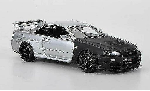 Nissan Skyline R34 1/43 HPI GT-R Z-tune matzwart/grijs Testfahrzeug Suzuka 2004 modelauto