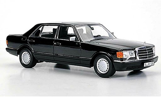 Mercedes 560 Base 1/18 Norev (W126) zwart 1985 modelauto