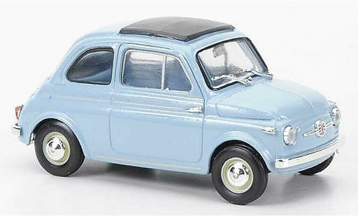 Fiat 500 Nuova 1/43 Brumm blauw geschl. vouwdak un2 Figuren 1959 modelauto