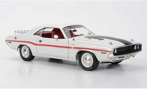 Dodge Challenger 1970 1/18 Highway 61 R/T wit/mat zwart met roter Dekoration modelauto