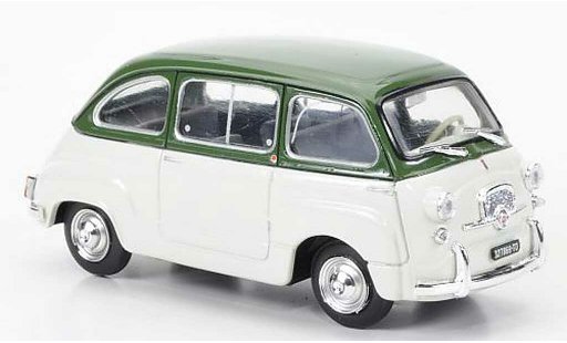 Fiat 600 Multipla 1/43 Brumm D olijfgroengroen/wit 1960 modelauto