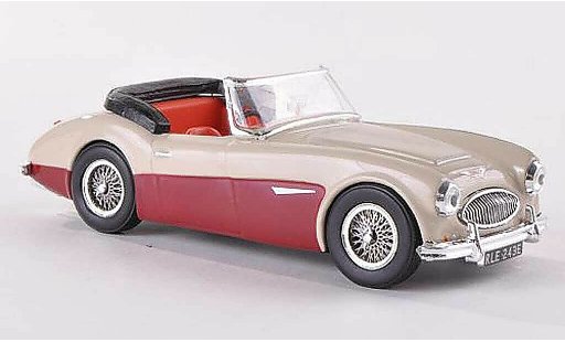 Austin Healey 3000 roadster 1/43 Vitesse beige/rood RHD kap open modelauto