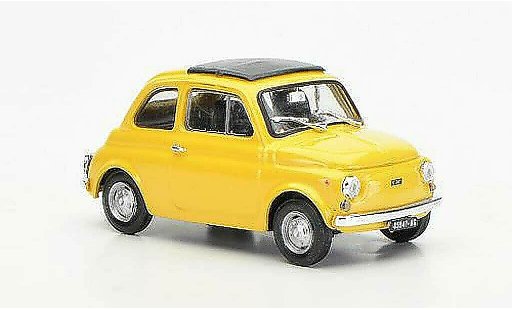 Fiat 500 R 1/43 Brumm geelbeige geslotenes vouwdak 1972 modelauto