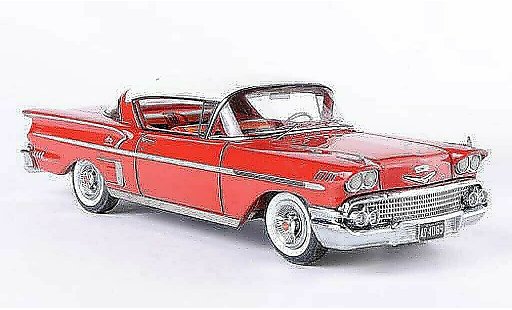 Chevrolet Bel Air Coupe 1/43 Neo 1958 Impala 2-Door Hardtop rood/wit modelauto
