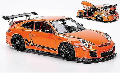 Porsche 911 GT3 RS 1/43 FrontiArt 2010 oranje/zwart modelauto