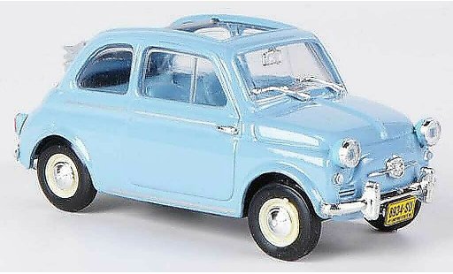 Fiat 500 A 1/43 Brumm America blauw vouwdak geoffnet 1958 modelauto