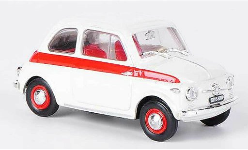 Fiat 500 Sport 1/43 Brumm wit/rood 1958 modelauto