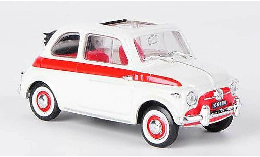 Fiat 500 Sport 1/43 Brumm zagato wit/rood openes vouwdak 1957 modelauto