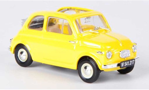 Steyr Puch 500 1957 1/43 Brumm geel openes vouwdak modelauto