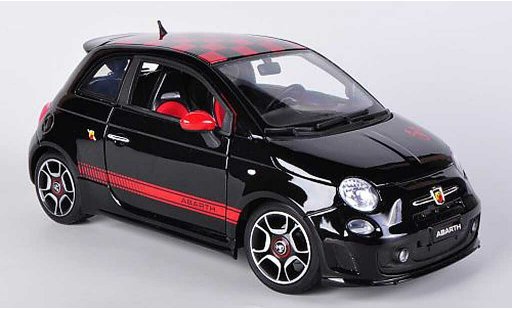 Fiat 500 Abarth 1/18 Burago zwart/rood 2008 modelauto